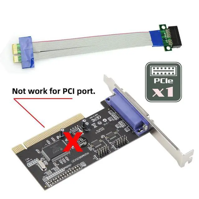 Alt view image 5 of 7 - PCI-E 1x Male to Female 1x Extension Cord Cable Adapter 20cm for Graphics Card