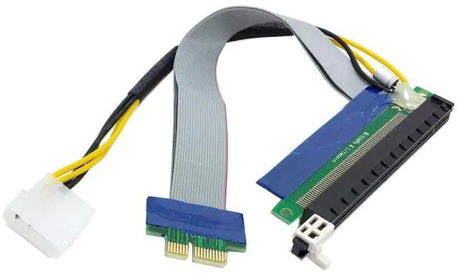 Main image of PCI-E Express 1x to 16x Extension Flex Cable Extender Converter Riser Card Adapter with 4pin Power 20cm