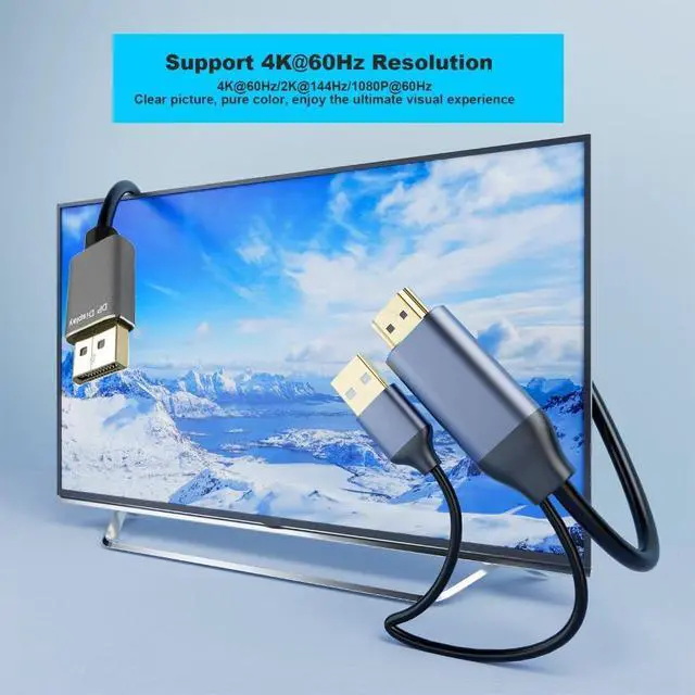 Alt view image 3 of 7 - HDMI Source to Male DisplayPort DP Sink 4K 2K Video Cable for PC Laptop Monitor 2m