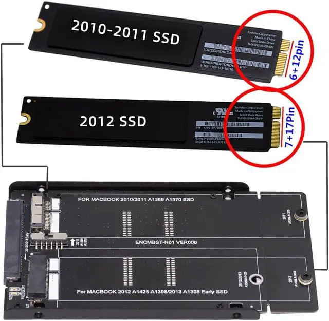 Alt view image 4 of 7 - USB 3.0 to 2.5inch SATA 22Pin to 2010 2011 2012 Mac Air Pro Retina SSD 12+6Pin 17+7Pin A1425 A1398 MC975 MC976 Case Enclosure