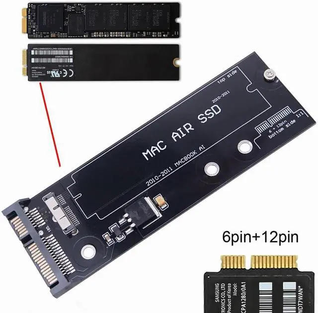 Alt view image 3 of 7 - USB 3.0 to 12+6pin SSD HDD to SATA 22Pin Hard Disk Cartridge Drive for 2010 2011 Mac Air A1369 A1370 SSD