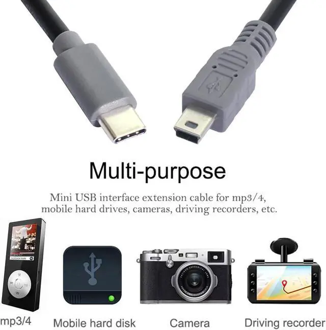 Alt view image 2 of 7 - USB-C USB 3.1 Type C Male Host to Mini USB 2.0 Male Device Data Cable for Tablet Mobile Phone