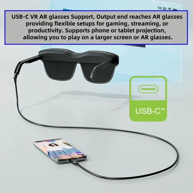 Alt view image 2 of 7 - USB-C 10Gbps Type-C Video 4K Power PD 65W Cable Right Angled 90 Degree Connector for VR AR Glasses NS Handheld Console (2.0M/6ft)