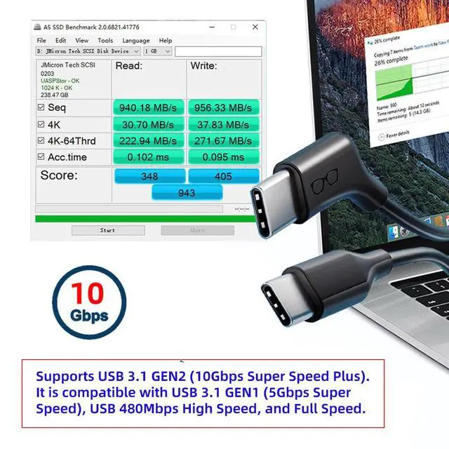 Alt view image 5 of 7 - USB-C 10Gbps Type-C Video 4K Power PD 65W Cable Right Angled 90 Degree Connector for VR AR Glasses NS Handheld Console (2.0M/6ft)