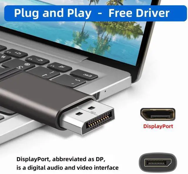Alt view image 7 of 7 - USB-C Type-C Female Host to Displayport Male with PD Power Port Monitor DP Displays Adapter 4K 60hz for Laptop Phone