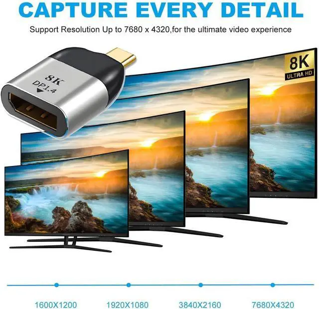 Alt view image 3 of 7 - USB-C Type-C Host to Displayport Female Monitor DP Displays Adapter 4K 60hz for Laptop Phone