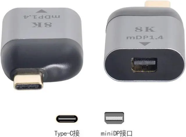 Alt view image 6 of 7 - USB-C Type-C Host to Mini Displayport Female Monitor Mini-DP Displays Adapter 4K 60hz for Laptop Phone