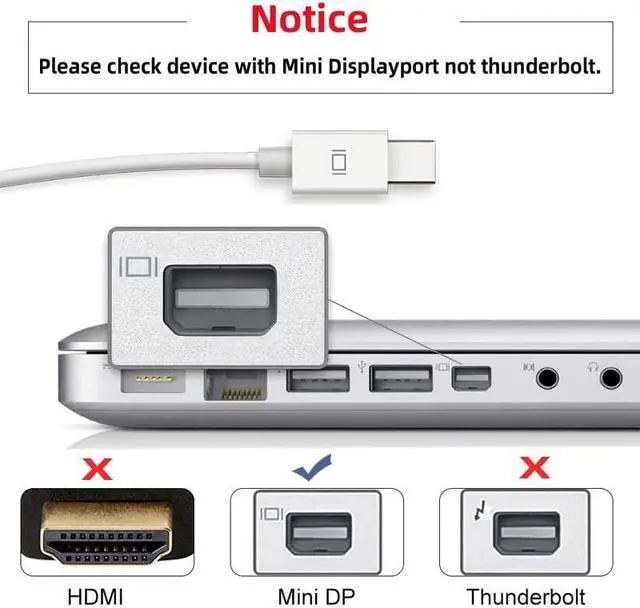 Alt view image 7 of 7 - USB-C Type-C Host to Mini Displayport Female Monitor Mini-DP Displays with PD Female Power Port Cable Adapter 4K 60hz