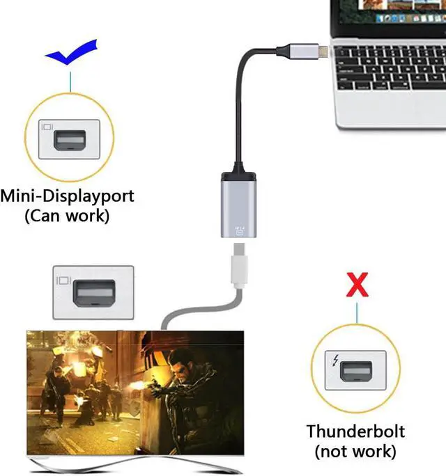 Alt view image 5 of 7 - USB-C Type-C Host to Mini Displayport Female Monitor Mini-DP Displays Short Cable Adapter 4K 60hz for Laptop Phone