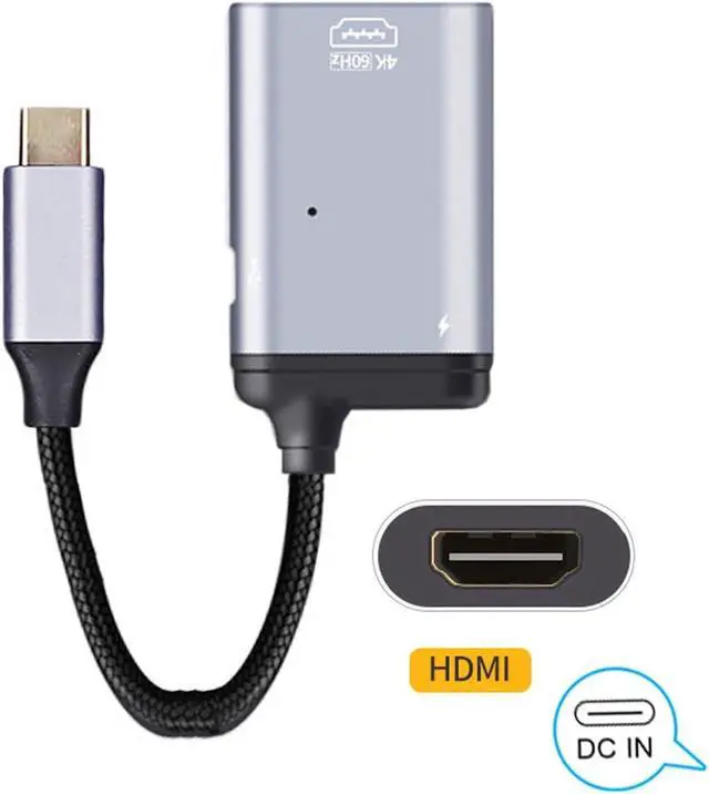 Alt view image 7 of 7 - USB-C Type-C Host to HDMI Female Monitor HDTV Displays with PD Female Power Port Cable Adapter 4K 60hz for Laptop