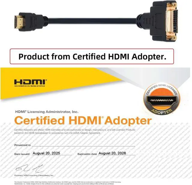 Alt view image 3 of 7 - DVI 24+1 Female to Standard HDMI 1.4 Type-A Male 4K Extension Cable for Computer HDTV Graphics Card UHD