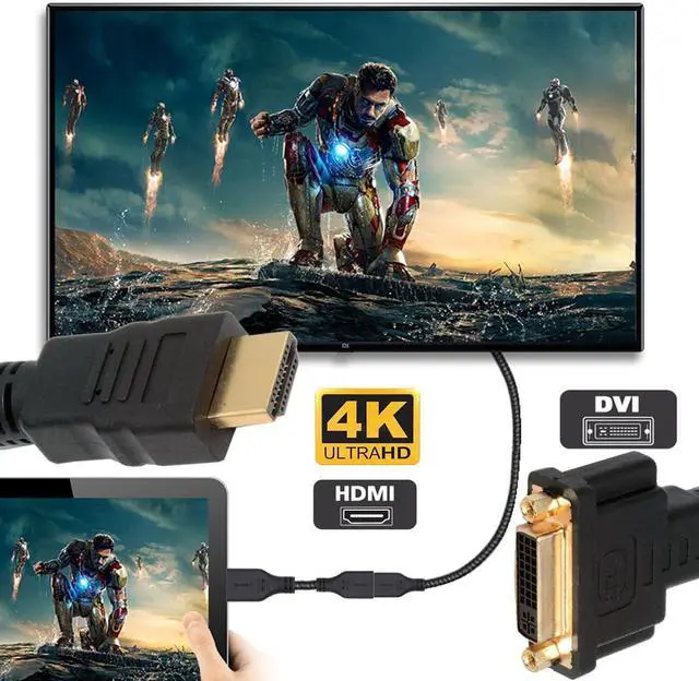 Alt view image 4 of 7 - DVI 24+1 Female to Standard HDMI 1.4 Type-A Male 4K Extension Cable for Computer HDTV Graphics Card UHD