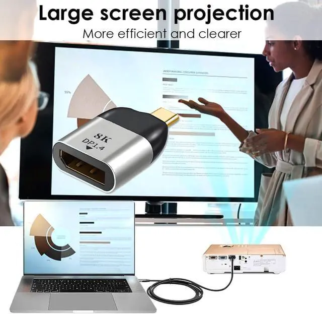 Alt view image 5 of 7 - USB-C Type-C Host to Displayport Female Monitor DP Displays Adapter 4K 60hz for Laptop Phone