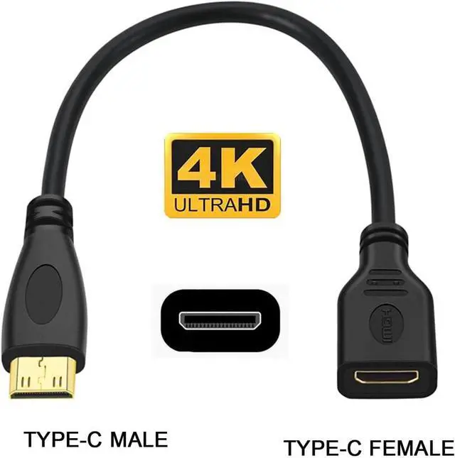 Alt view image 3 of 7 - Mini HDMI Type-C Male to Mini HDMI 1.4 Type-C Female 4K Extension Cable for Computer HDTV Graphics Card UHD