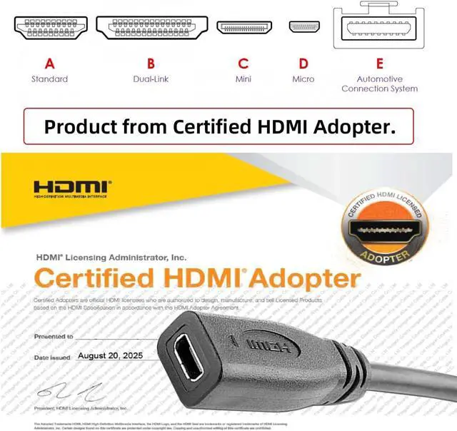 Alt view image 4 of 7 - HDMI Type-A Male to Micro HDMI 1.4 Type-D Female 4K Extension Cable for Computer HDTV Graphics Card UHD
