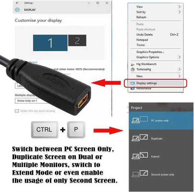 Alt view image 7 of 7 - HDMI Type-A Male to Micro HDMI 1.4 Type-D Female 4K Extension Cable for Computer HDTV Graphics Card UHD