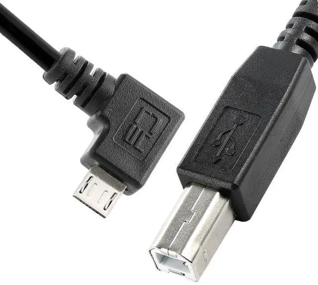 Main image of Left Angled 90 Degree Micro USB OTG to Standard B Type Cable for Printer Scanner Disk Lectronic Musical Instrument Midi Keyboard (60cm)