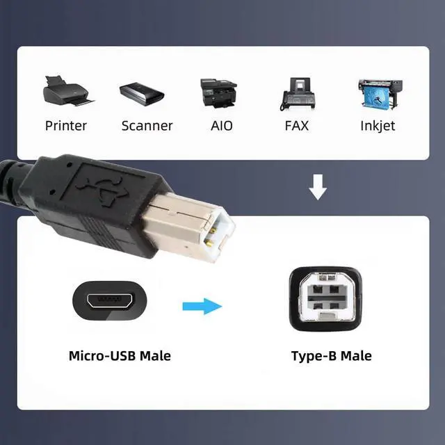 Alt view image 5 of 7 - Left Angled 90 Degree Micro USB OTG to Standard B Type Cable for Printer Scanner Disk Lectronic Musical Instrument Midi Keyboard (60cm)