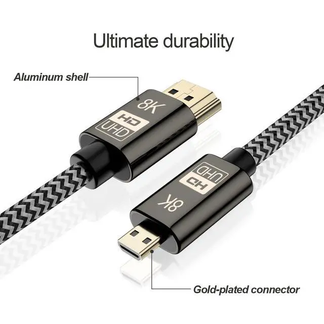 Alt view image 4 of 7 - JSERMicro HDMI to HDMI 2.1 Ultra-HD UHD 8K 60hz 4K 120hz Cable 48Gbs HDMI Cable for Camera Tablet (1.5M)