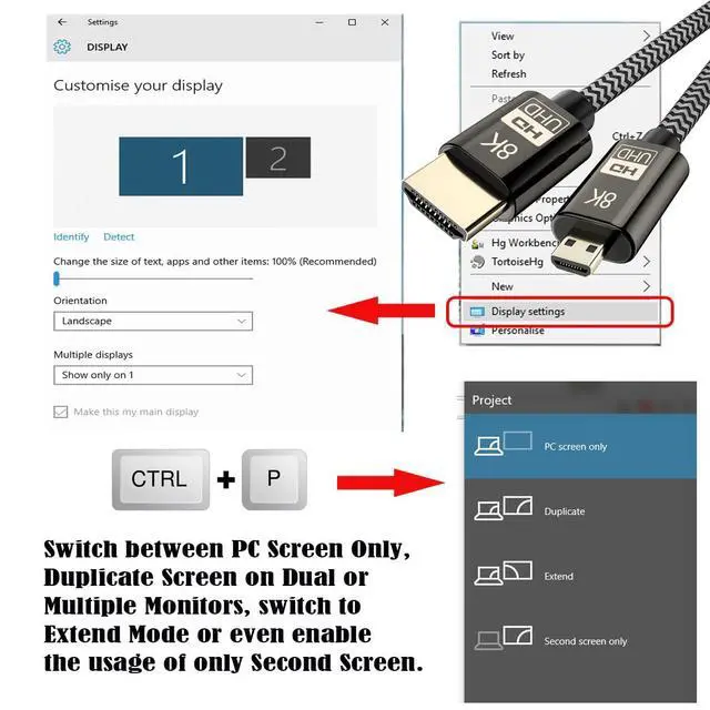Alt view image 5 of 7 - JSERMicro HDMI to HDMI 2.1 Ultra-HD UHD 8K 60hz 4K 120hz Cable 48Gbs HDMI Cable for Camera Tablet (1.5M)