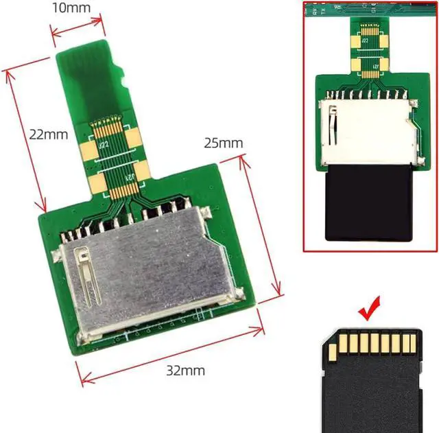 Alt view image 5 of 7 - SD Card Socket Female to Micro-SD TF Male Memory Card Kit Extension Adapter Testing Tools Extender