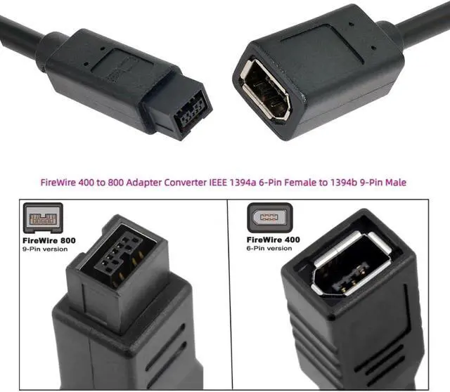 Alt view image 3 of 7 - IEEE 1394b 9Pin Male to 6Pin Female Extension Cable Firewire 800 to 400 Data Video Transfer 20cm