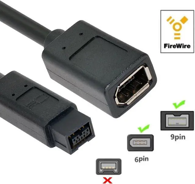 Alt view image 6 of 7 - IEEE 1394b 9Pin Male to 6Pin Female Extension Cable Firewire 800 to 400 Data Video Transfer 20cm