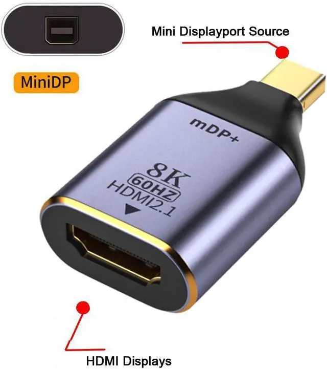 Alt view image 4 of 7 - Mini DisplayPort DP to HDMI Female 2.0 HDTV Adapter Support Audio & 3D & 8K 4K 2K 60hz