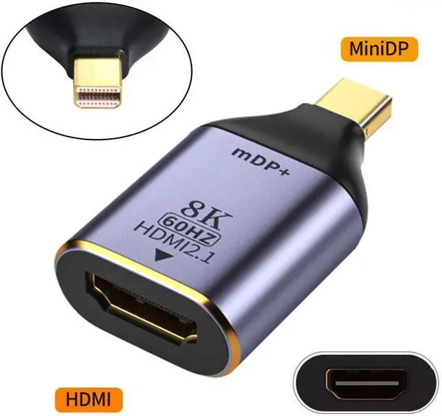Alt view image 2 of 7 - Mini DisplayPort DP to HDMI Female 2.0 HDTV Adapter Support Audio & 3D & 8K 4K 2K 60hz