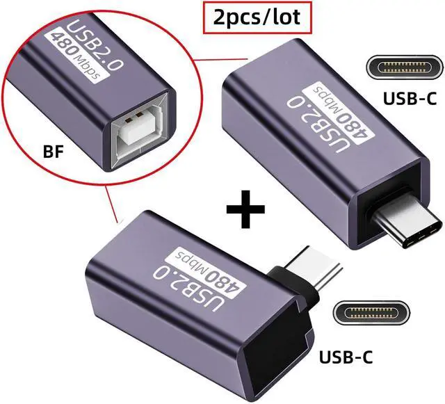 Alt view image 7 of 7 - USB-C USB 3.1 Type-C Male to Standard USB 2.0 B Type Female Data Adapter for Tablet & Cell Phone (2pcs)