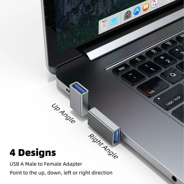 Alt view image 2 of 7 - 90 Degree USB 3.0 Adapter 4 Pack, Up&Down, Left&Right Angle, Grey