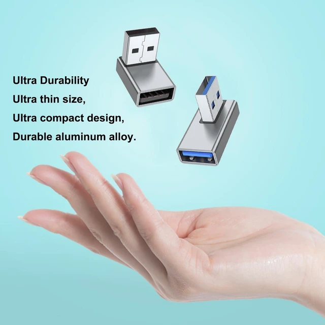 Alt view image 6 of 7 - 90 Degree USB 3.0 Adapter 4 Pack, Up&Down, Left&Right Angle, Grey