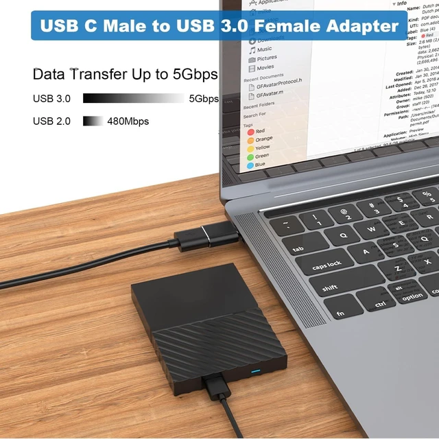 Alt view image 4 of 6 - USB C to USB Adapter, 6 Pack, Black