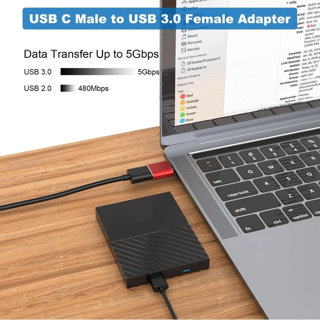 Alt view image 3 of 7 - USB C to USB Adapter, 6 Pack, Red