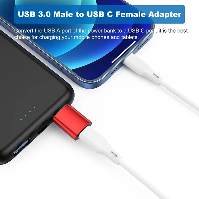 Alt view image 6 of 7 - USB C to USB Adapter, 6 Pack, Red