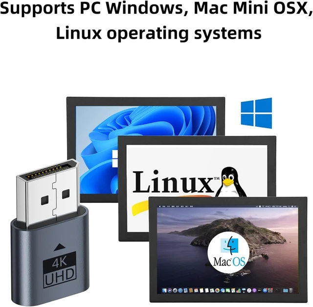 Alt view image 5 of 6 - 4K DisplayPort Dummy Plug, Virtual Monitor EDID Emulator, 4 Pack