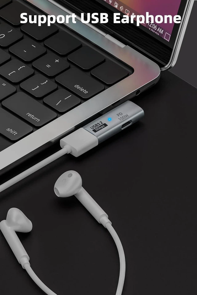 Alt view image 5 of 6 - 2-in-1 USB C to USB 3.2 Adapter with 100W Charging Port, Grey