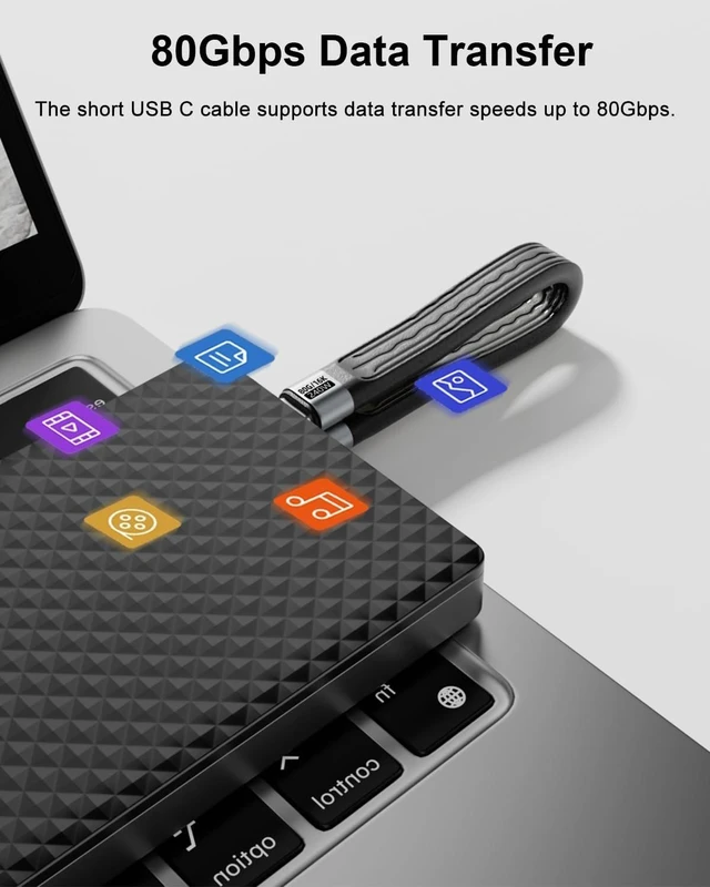 Alt view image 2 of 7 - 80Gbps USB-C Short Cable (5 inch), USB C Female to Female Adapter