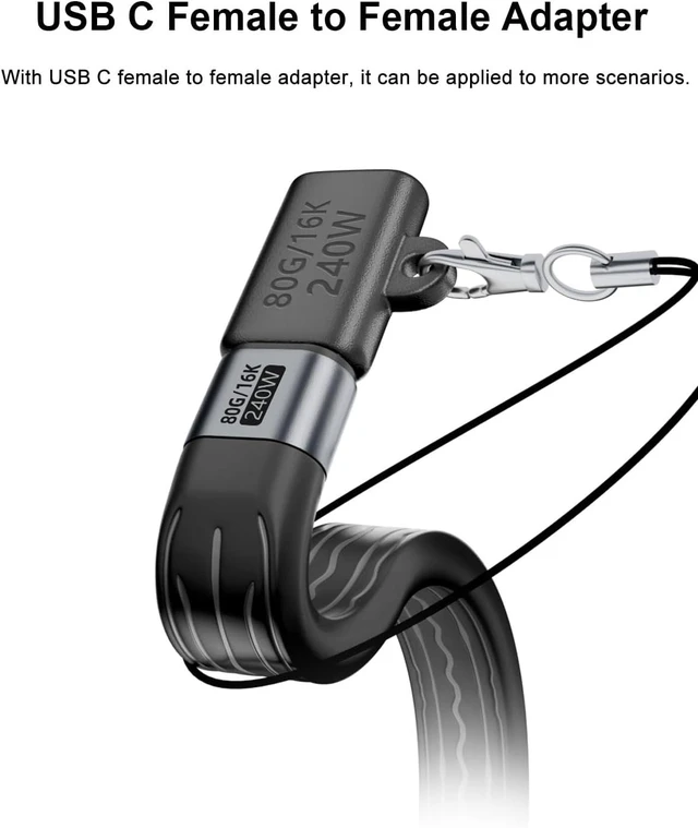 Alt view image 6 of 7 - 80Gbps USB-C Short Cable (5 inch), USB C Female to Female Adapter