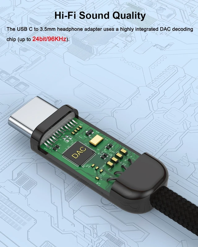 Alt view image 6 of 6 - USB C to 3.5mm Headphone Jack Adapter & Aux Cord 4ft (Black)