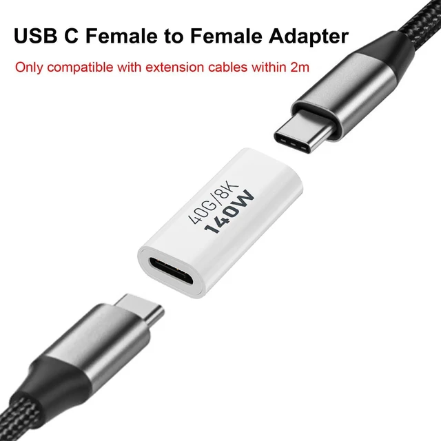 Alt view image 2 of 6 - 2 Pack USB C Female to Female Adapter, White