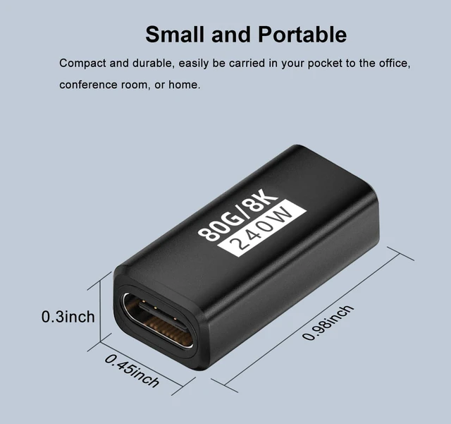 Alt view image 6 of 6 - 80Gbps USB-C Female to Female Adapter 2 Pack, Black