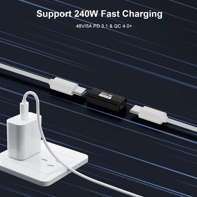Alt view image 3 of 6 - 80Gbps USB-C Female to Female Adapter 2 Pack, Black