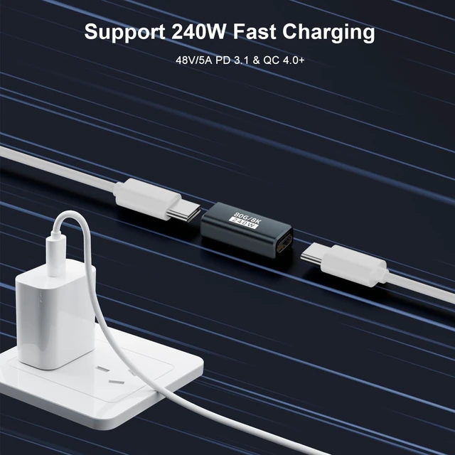 Alt view image 3 of 6 - 80Gbps USB-C Female to Female Adapter 2 Pack, Grey