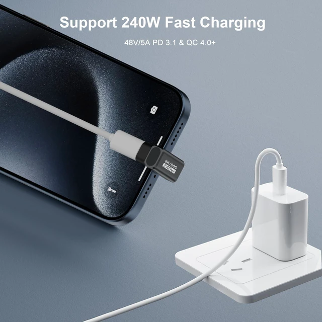Alt view image 3 of 6 - 80Gbps USB-C 180 Degree U Shape Adapter 2 Pack, Black