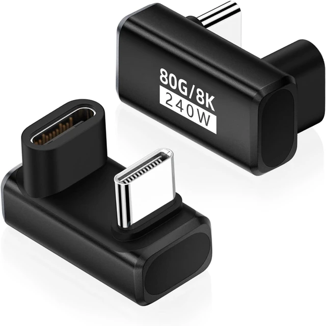 Main image of 80Gbps USB-C 180 Degree U Shape Adapter 2 Pack, Black