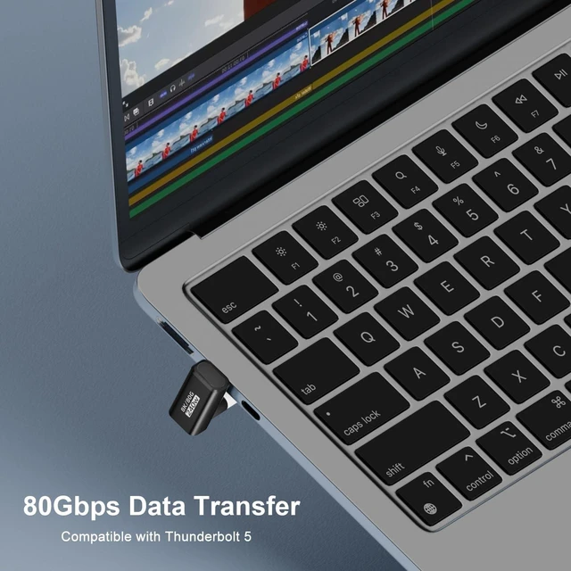 Alt view image 4 of 6 - 80Gbps USB-C 180 Degree U Shape Adapter 2 Pack, Black