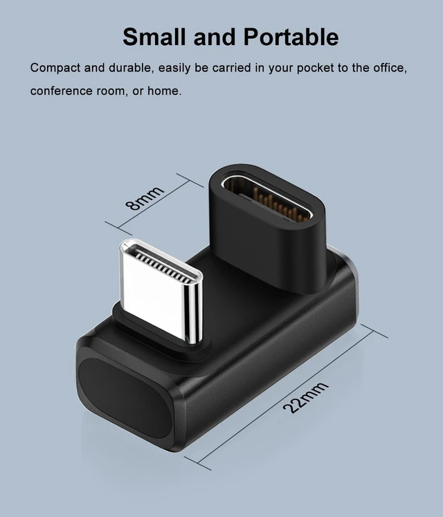 Alt view image 6 of 6 - 80Gbps USB-C 180 Degree U Shape Adapter 2 Pack, Black