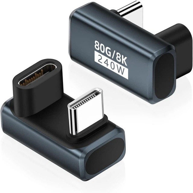 Main image of 80Gbps USB-C 180 Degree U Shape Adapter 2 Pack, Grey