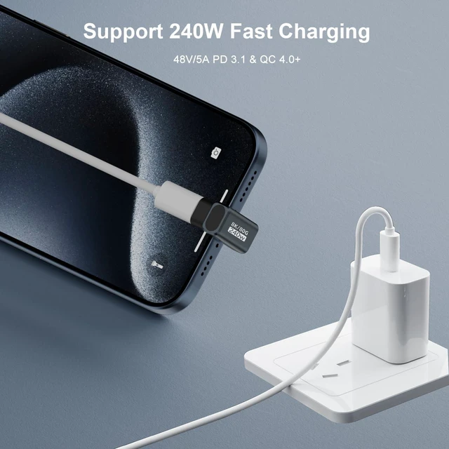 Alt view image 3 of 6 - 80Gbps USB-C 180 Degree U Shape Adapter 2 Pack, Grey